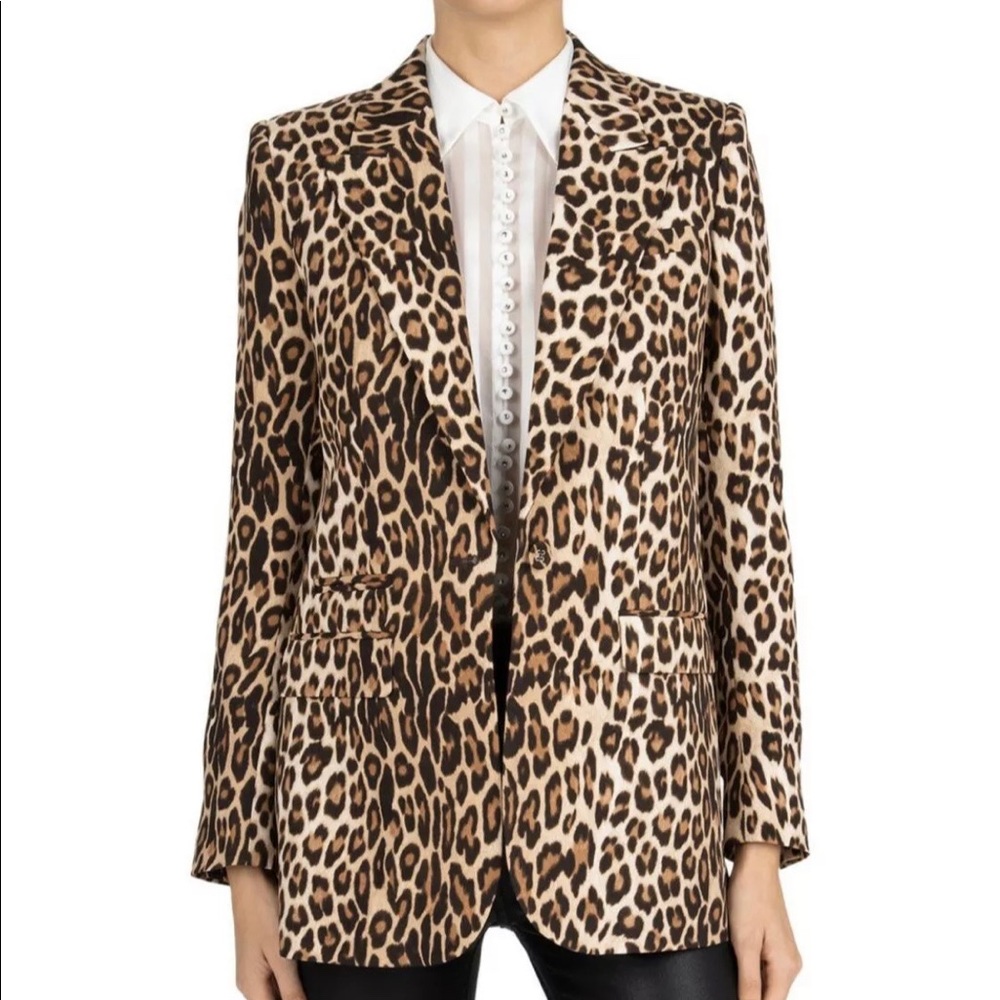 The Kooples peak petal leopard print blazer size 6